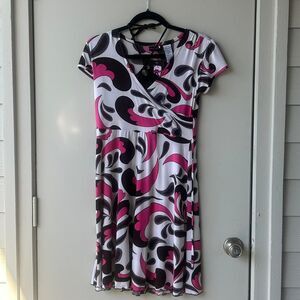 Pink and Brown Y2K Dress with Halter Detail